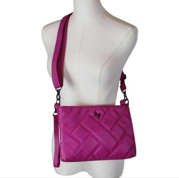 lug Handbags - Lug Waltz Satin Luxe VL Crossbody Bag Hot Pink Quilted Adjustable Strap